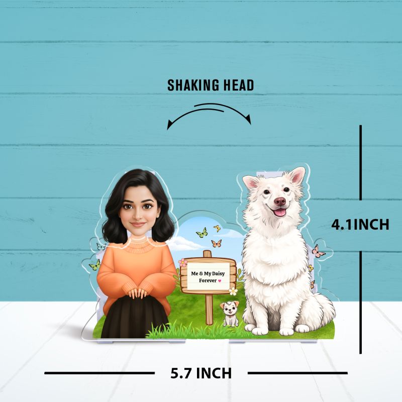 Personalized Dog Memorable Bobblehead Caricature with Battery Powered Moving Head Me & My Dog Forever Quote Heartwarming Pet Lover Gift for Women, Pet Birthday Gift